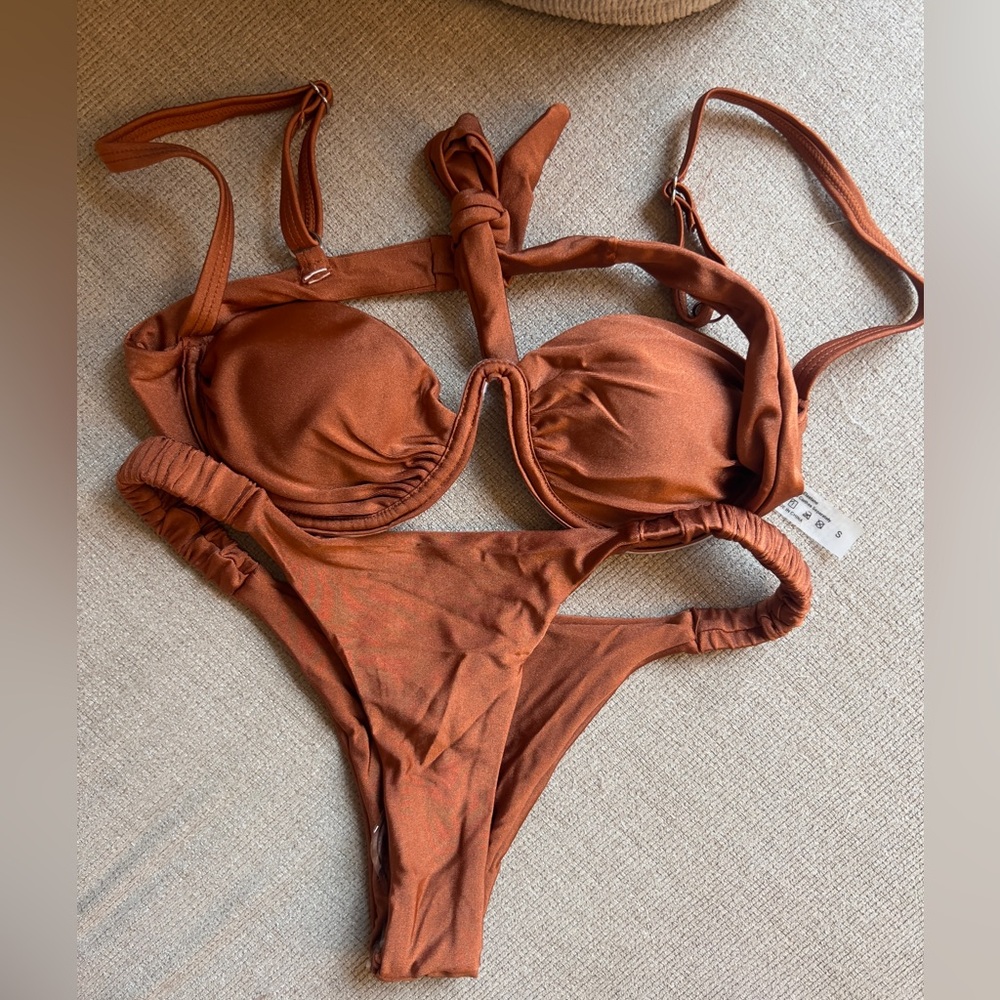 Unbranded Mocha Rust Bikini Set Size S M L NWOT - Picture 7 of 9